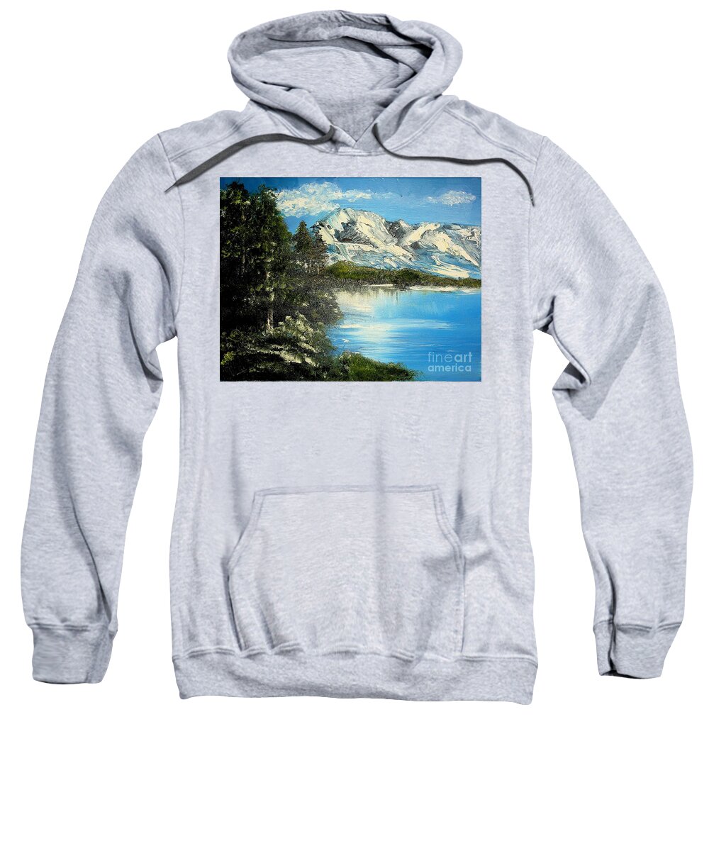 Landscape Sweatshirt featuring the painting Oil Landscape Mountains and Trees by Valerie Shaffer