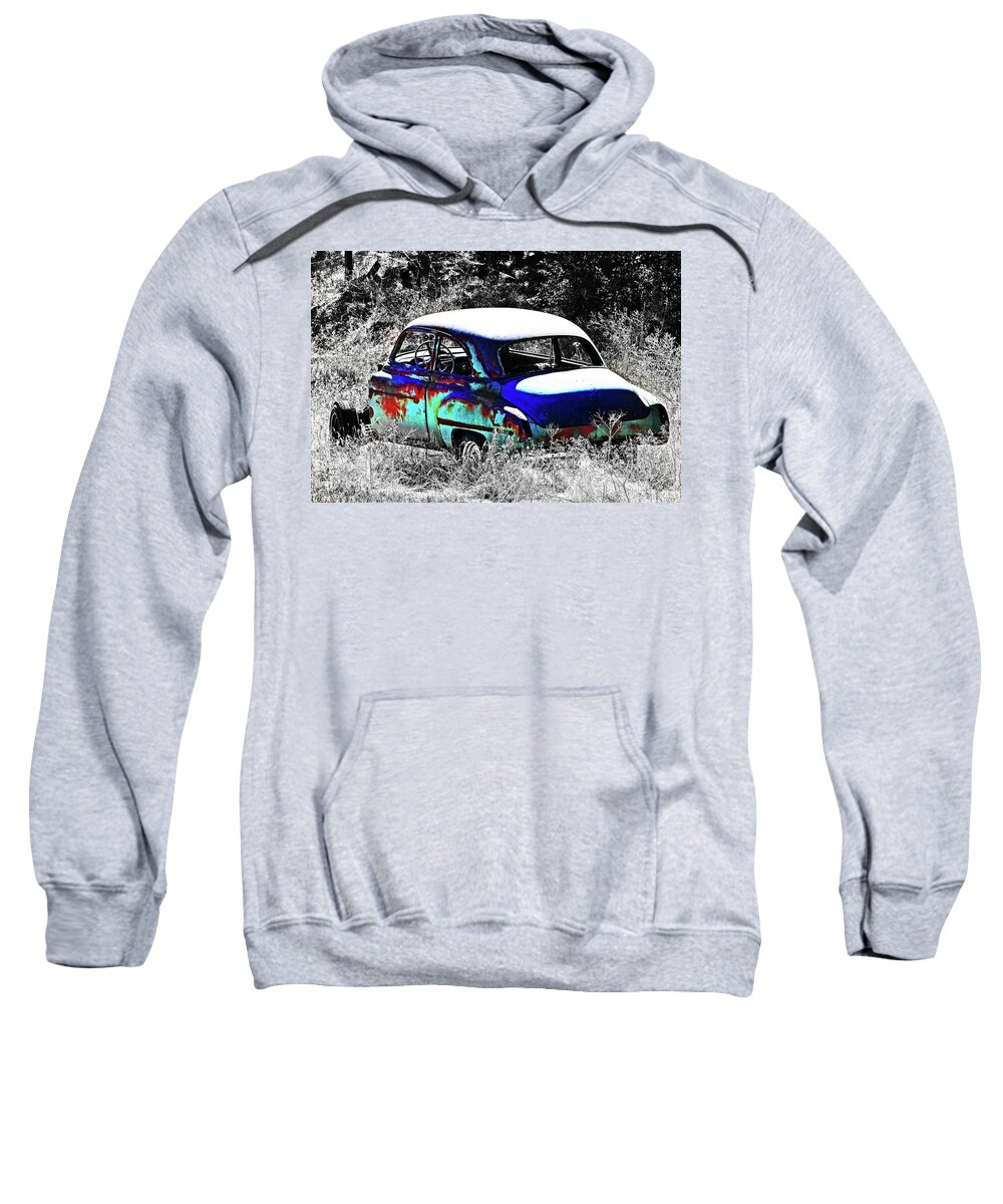 Old Sweatshirt featuring the digital art Old Abandon Car by Fred Loring