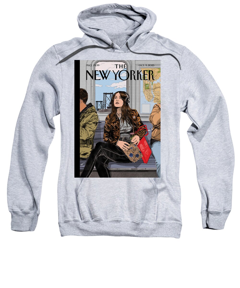 151366 Sweatshirt featuring the painting On the M Train by Nicole Rifkin
