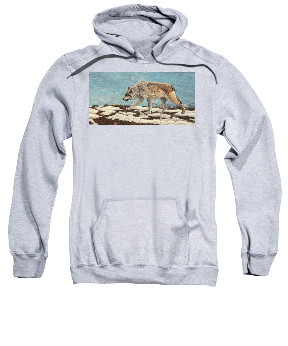 Timber Wolf Sweatshirt featuring the painting On The Prowl by Tammy Taylor