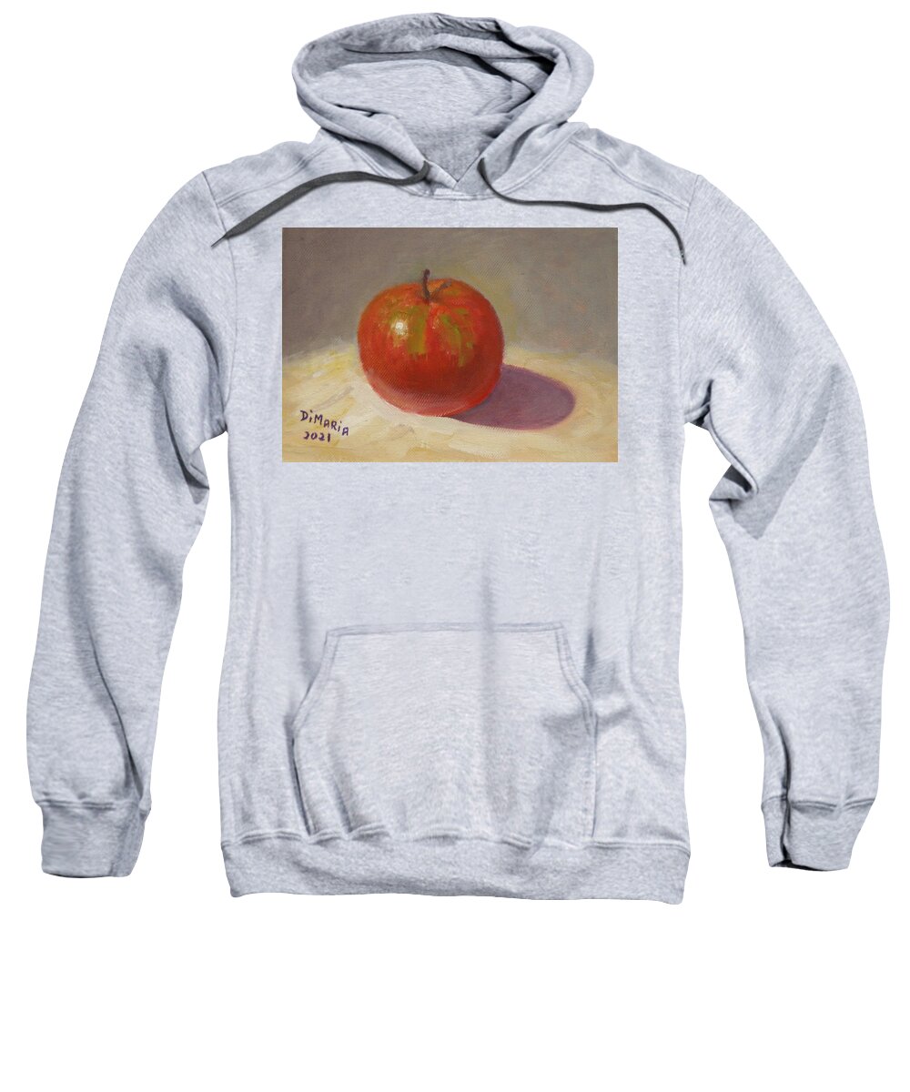 Realism Sweatshirt featuring the painting One Apple on White Cloth by Donelli DiMaria