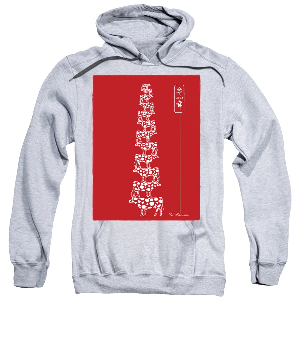 Year Of Ox Sweatshirt featuring the digital art Ox Year No.18 by Fei A