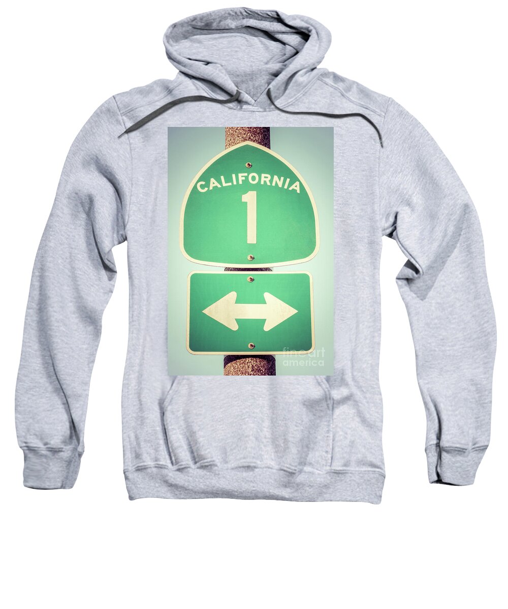 #faatoppicks Sweatshirt featuring the photograph Pacific Coast Highway Sign California State Route 1 by Paul Velgos