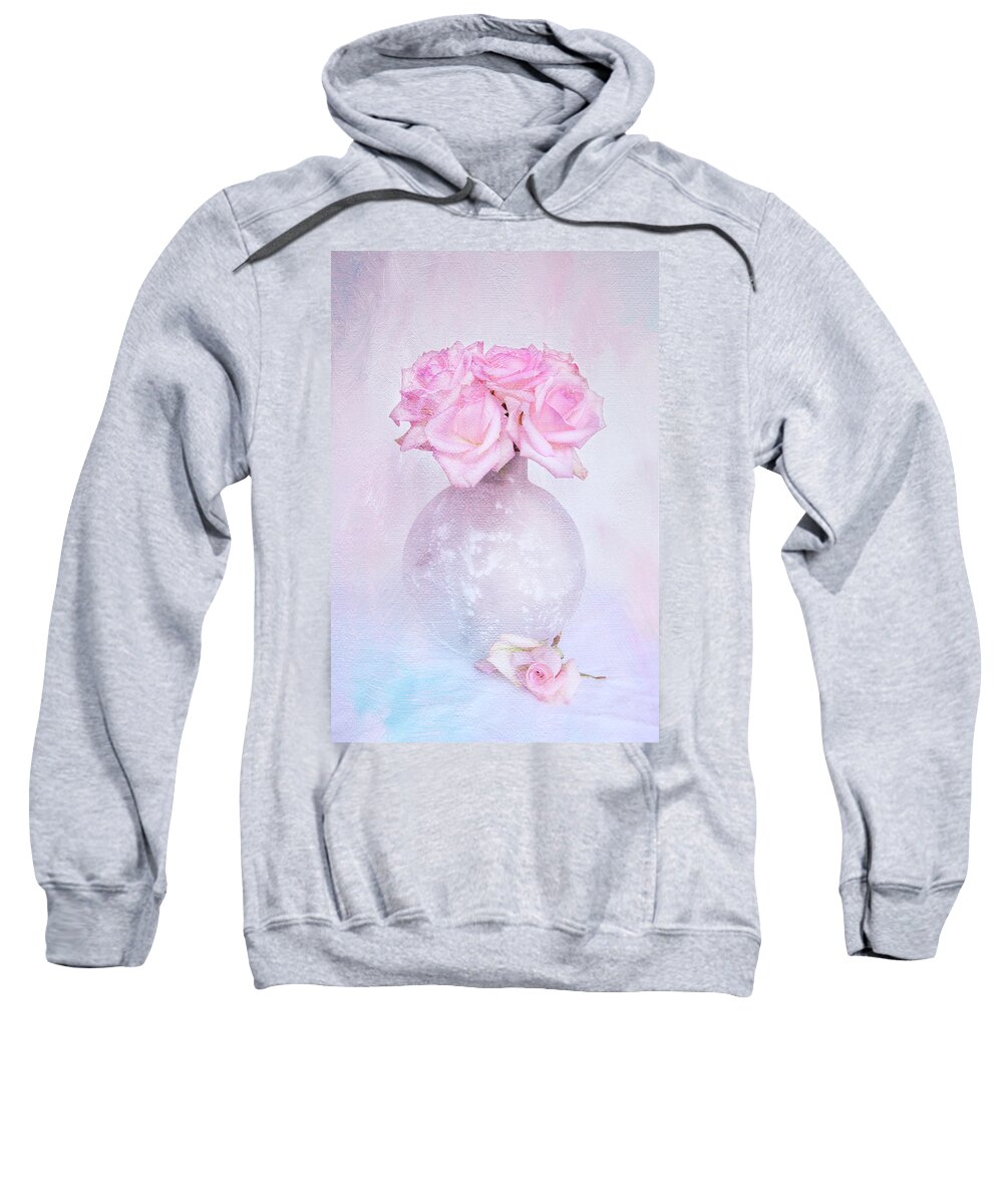 Contemporary Still Life Sweatshirt featuring the photograph Painted Roses by Theresa Tahara