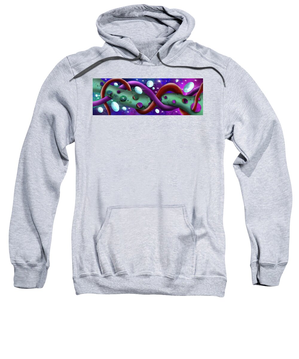 Alien Sweatshirt featuring the painting Panorama - Alien in the galaxy by Patricia Piotrak