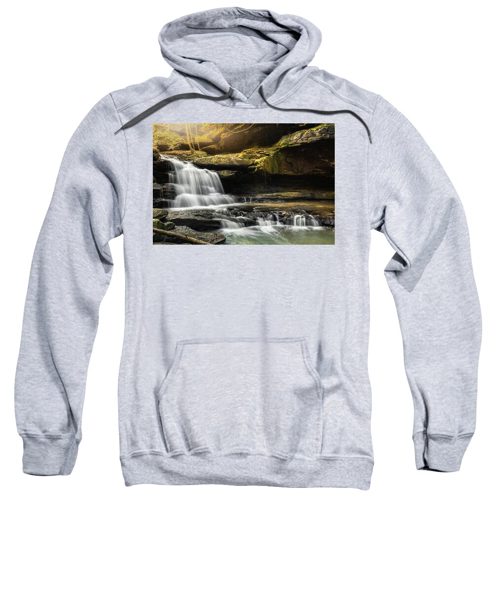Parker Falls Sweatshirt featuring the photograph Parker Falls In Morning Light by Jordan Hill