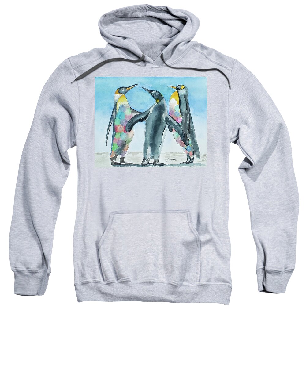 Penguins Sweatshirt featuring the painting Parti Penguins by Claudette Carlton