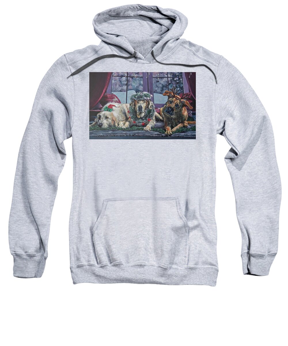 Christmas Sweatshirt featuring the painting Party Time by John Neeve