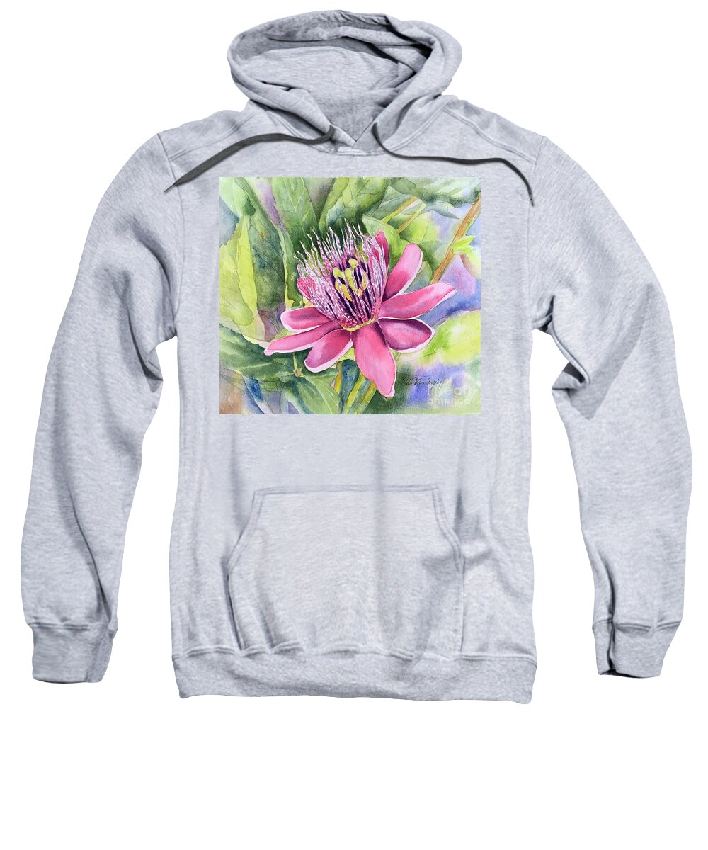 Passion Flower Sweatshirt featuring the painting Passion Fruit Flower by Hilda Vandergriff