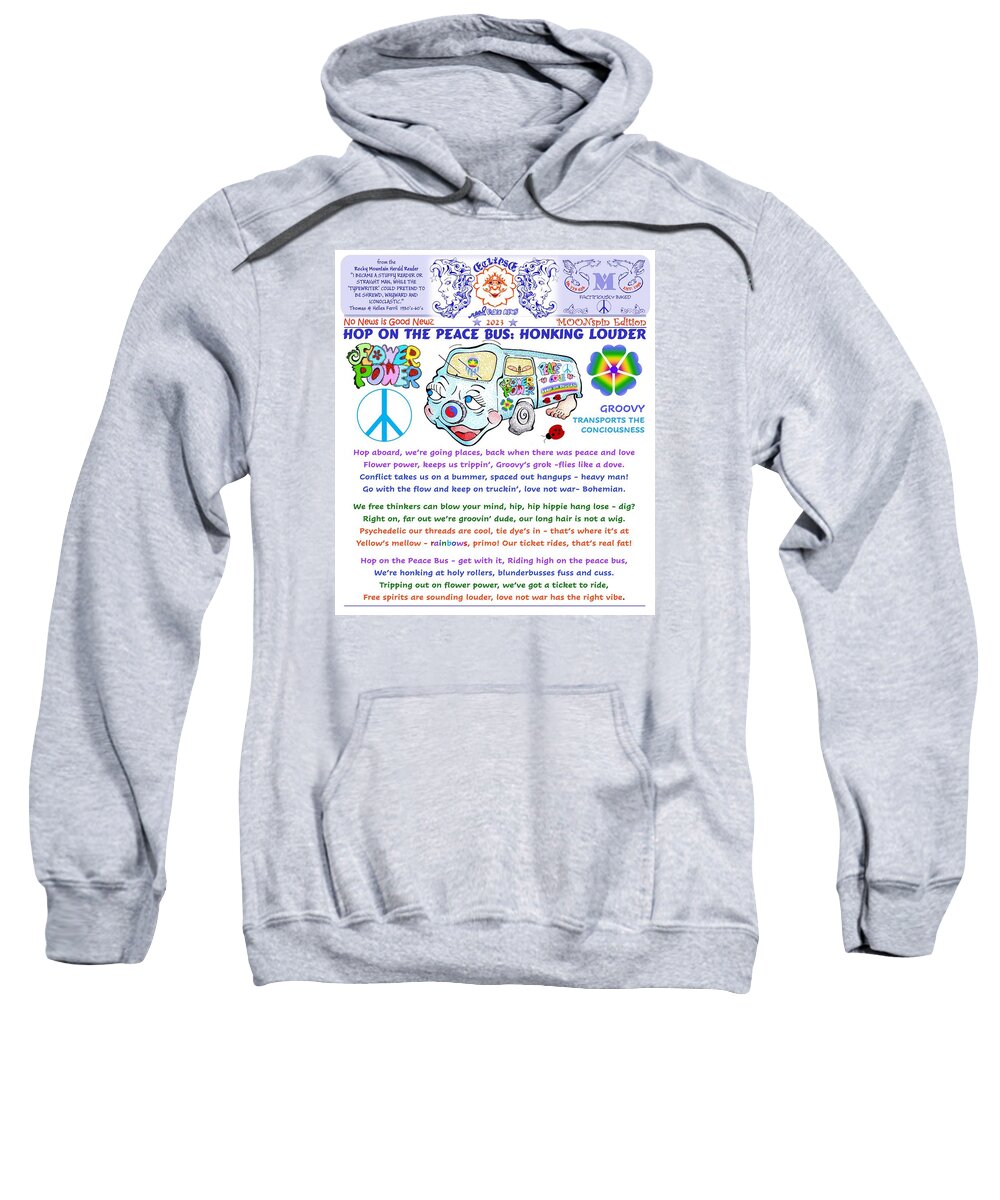 Reporter Art Sweatshirt featuring the mixed media Peace Bus by Dawn Sperry