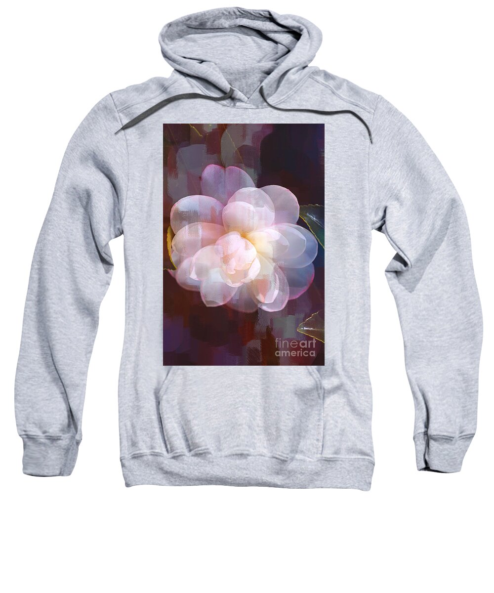 Peaceful Camellia Sweatshirt featuring the digital art Peaceful Camellia by Joy Watson