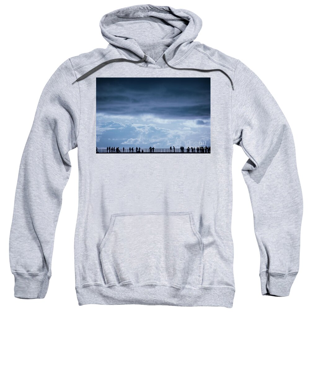 Silhouette Sweatshirt featuring the photograph People in Silhouette on the San Diego Pier by Naomi Maya