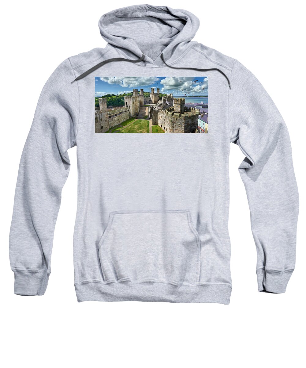 Caernarfon Castle Sweatshirt featuring the photograph Photo of Caernarfon or Carnarvon Castle, Wales by Paul E Williams