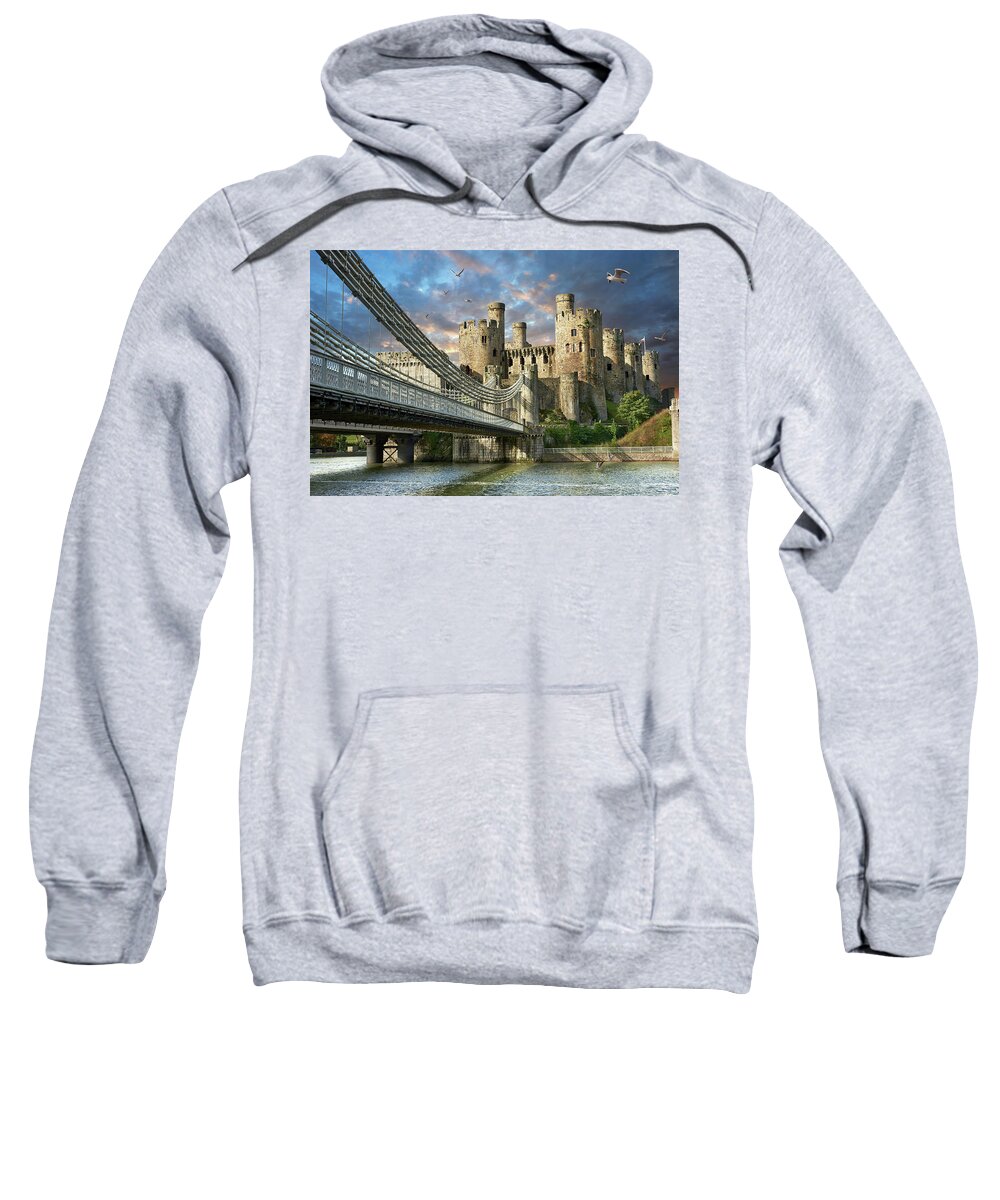Conwy Castle Sweatshirt featuring the photograph Photo of the picturesque medieval Conwy Castle Wales by Paul E Williams