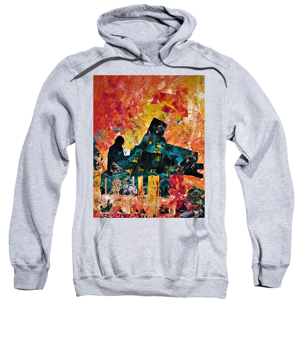 People Sweatshirt featuring the painting Piano Man by Julie Wittwer