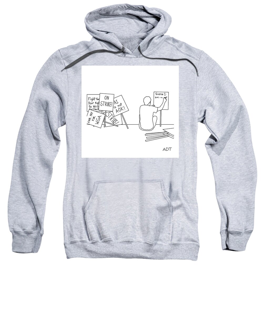 Captionless Sweatshirt featuring the drawing Pickets Down Pencils Up by Adam Douglas Thompson