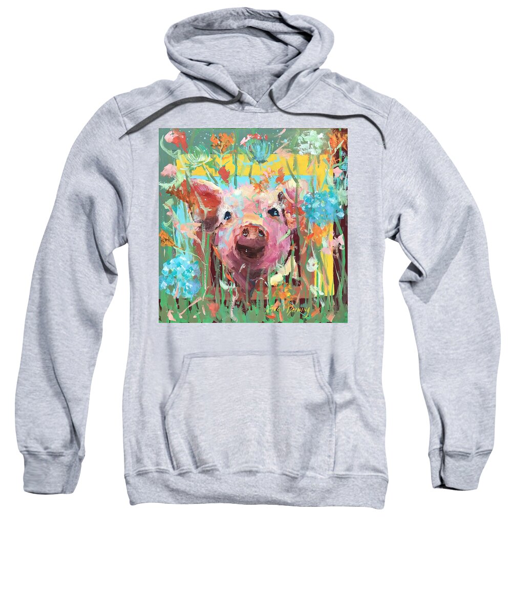 Pig Sweatshirt featuring the painting Pigpen by Carol Berning