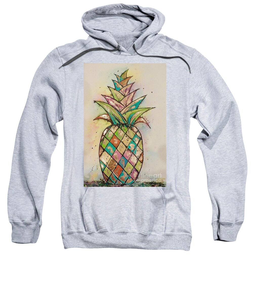 Pineapple Sweatshirt featuring the painting Pineapple Gold by Midge Pippel