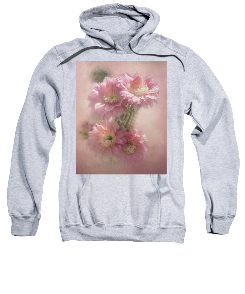 Black Cactus Sweatshirt featuring the digital art Pink Blooms of Tucson by Steve Kelley