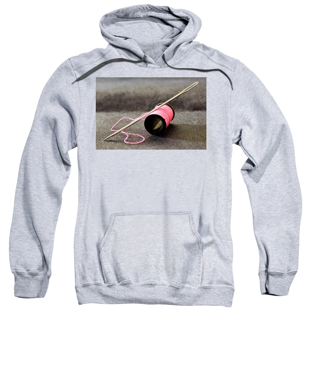 Needle Sweatshirt featuring the photograph Pink Cotton Thread by Neil R Finlay