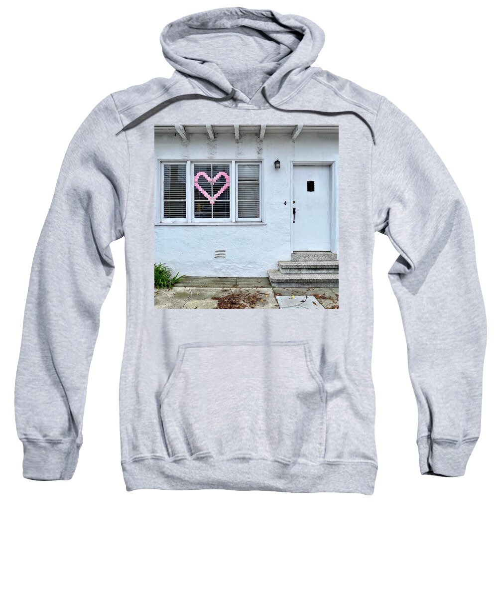  Sweatshirt featuring the photograph Pink Heart In Window by Julie Gebhardt