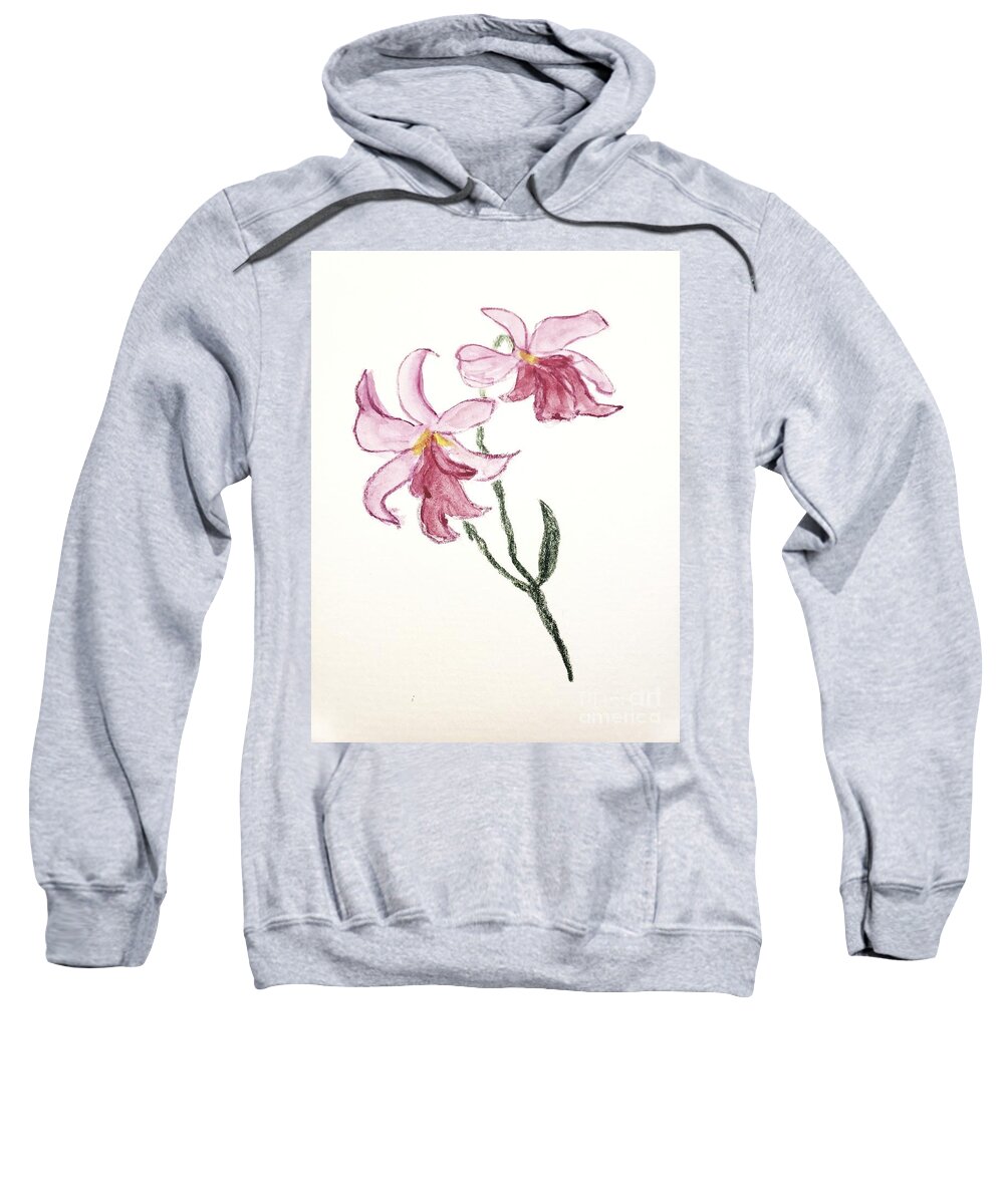  Sweatshirt featuring the painting Pink Orchids by Margaret Welsh Willowsilk