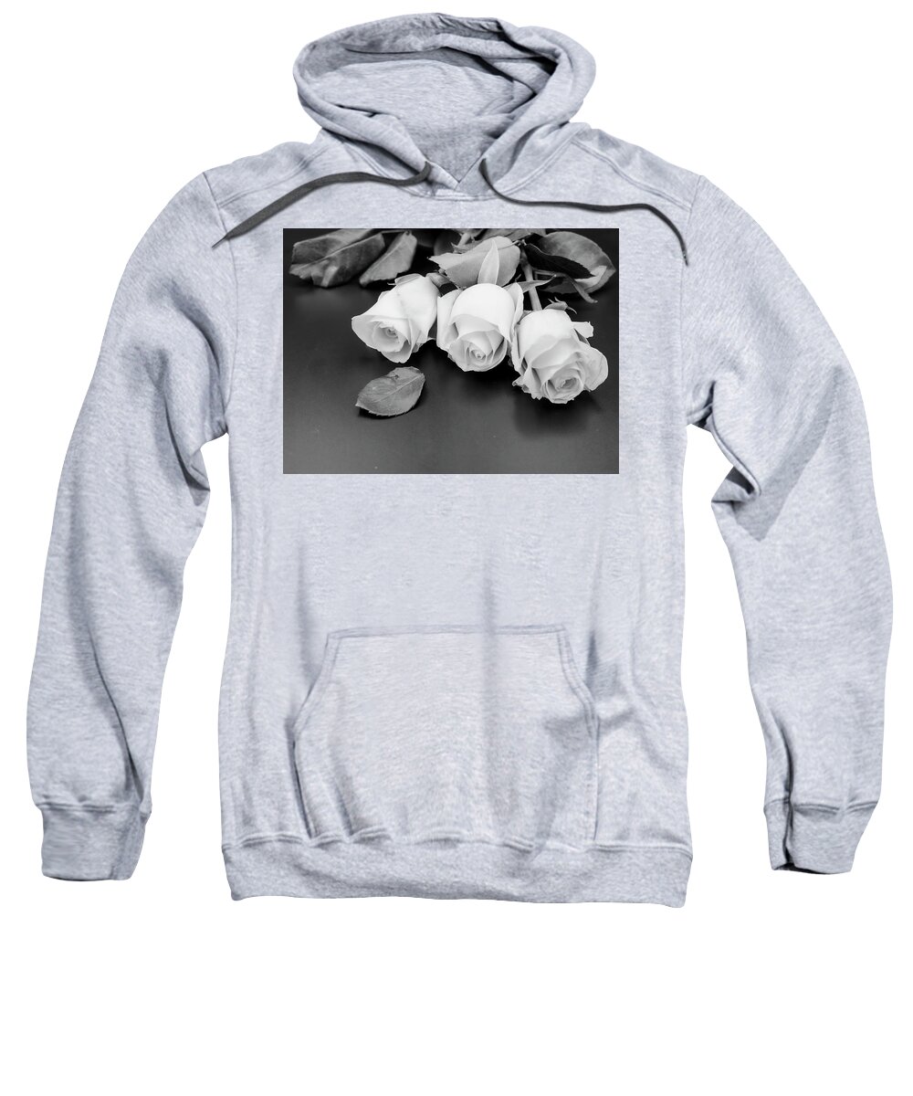 Roses Sweatshirt featuring the photograph Pink Roses BW by Catherine Grassello