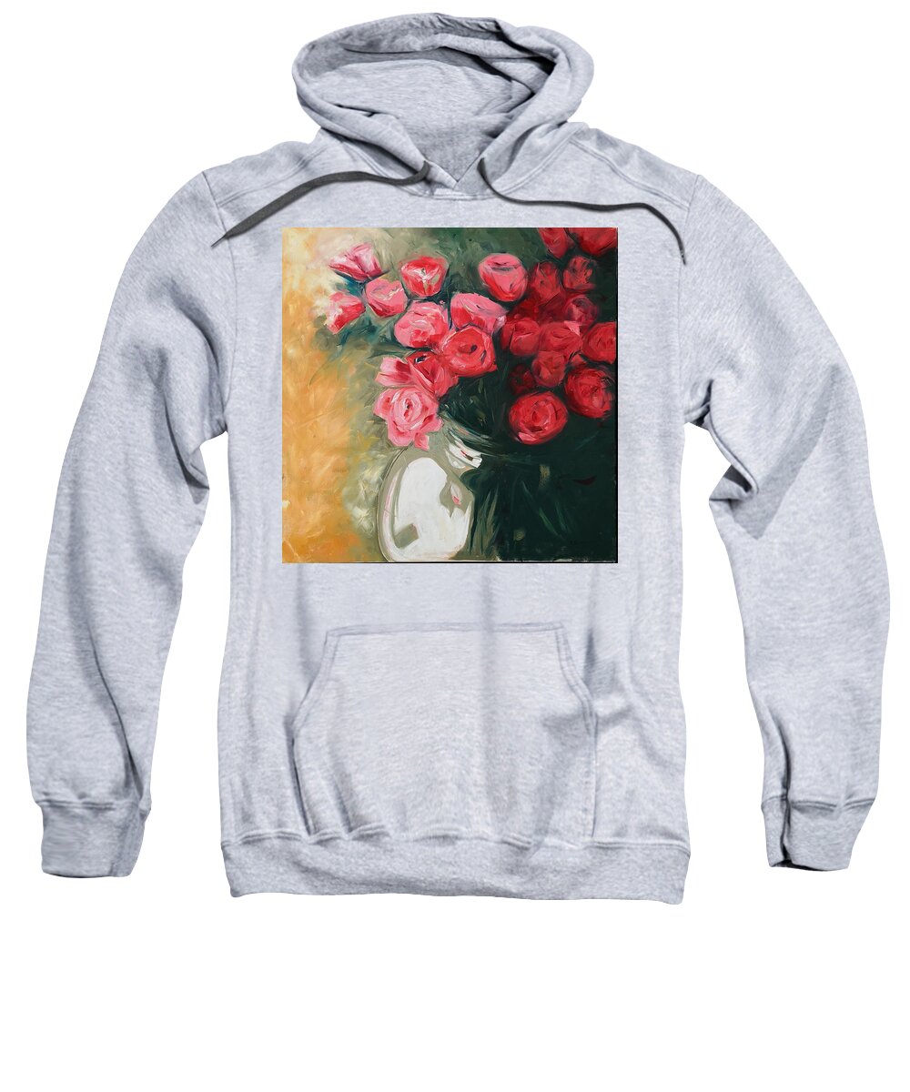 Painting Sweatshirt featuring the painting Pink Roses by Sheila Romard