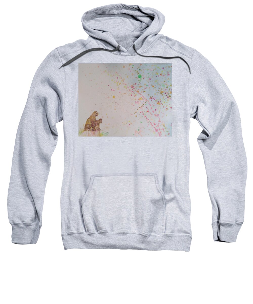 Leopard Sweatshirt featuring the painting Playing In Abstract #6 by Sukalya Chearanantana