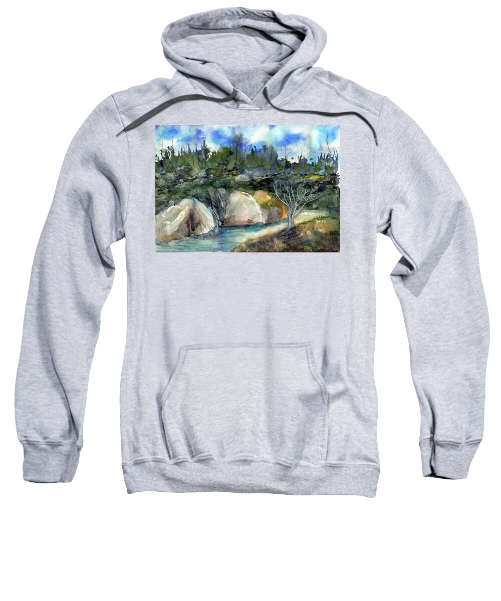 Calfornia Sweatshirt featuring the painting Point Lobos After the Fire by Randy Sprout