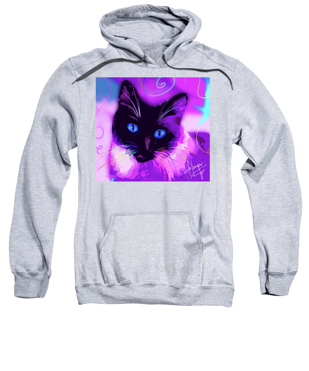 Cocoa Sweatshirt featuring the painting pOpCat Cocoa by DC Langer