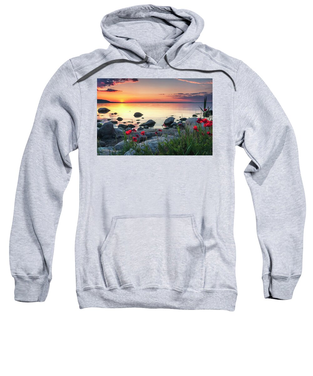Sea Sweatshirt featuring the photograph Poppies By the Sea by Evgeni Dinev