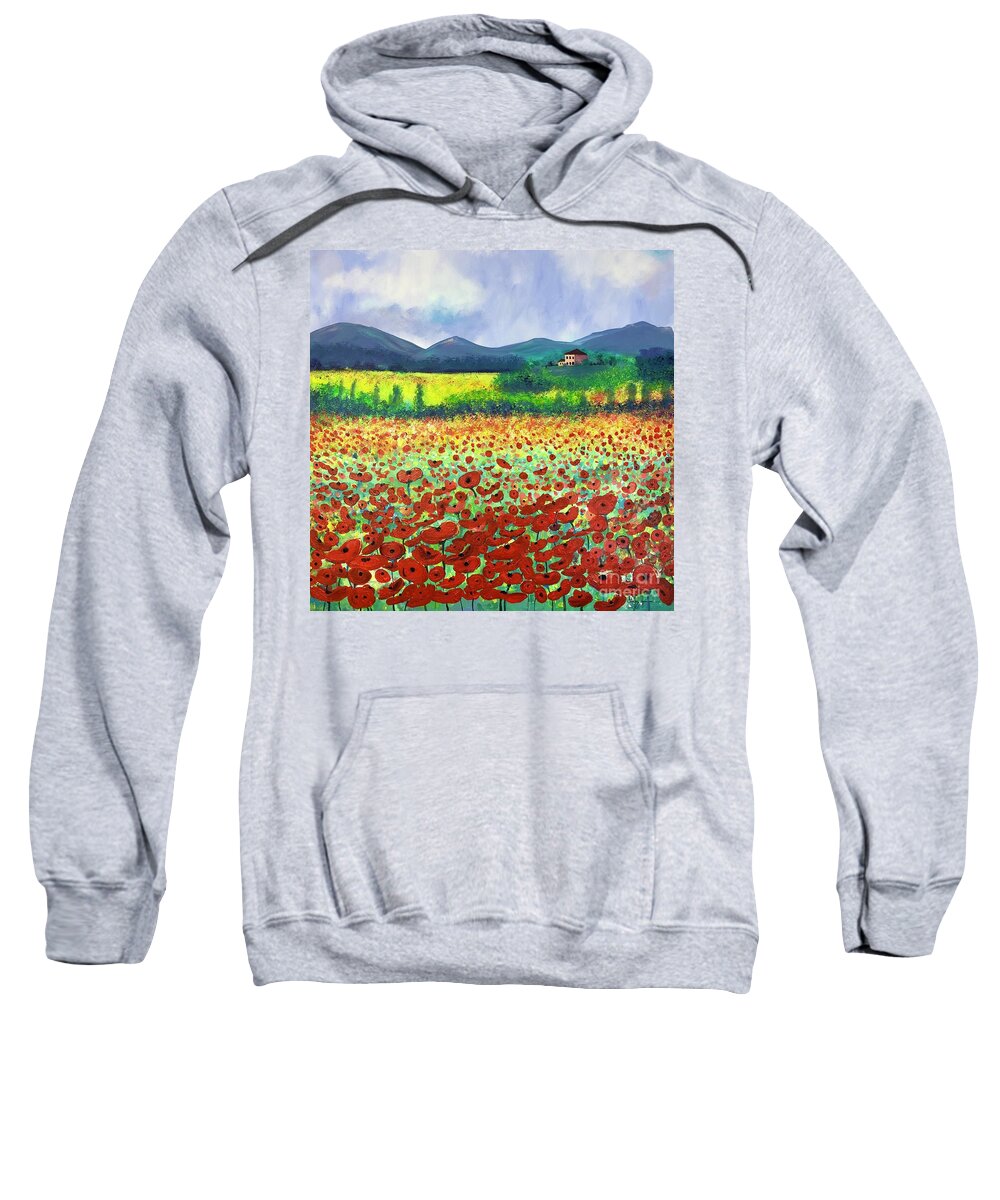 Poppies Sweatshirt featuring the painting Poppies in Tuscany by Stacey Zimmerman