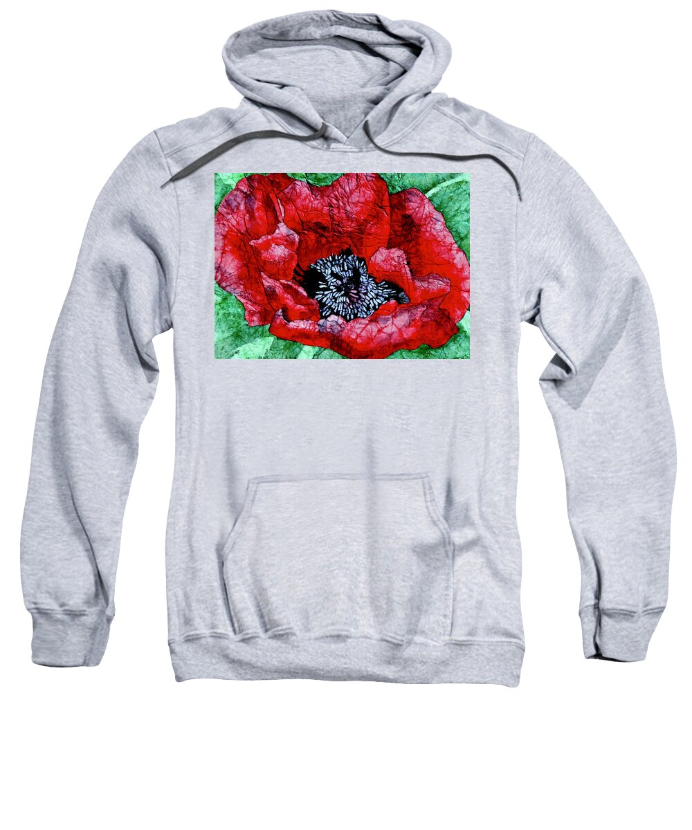Red Sweatshirt featuring the painting Poppies on Masa Watercolor by Kimberly Walker