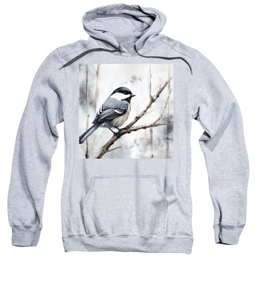 Chickadee Sweatshirt featuring the painting Portrait in Monochrome Feather by Lourry Legarde