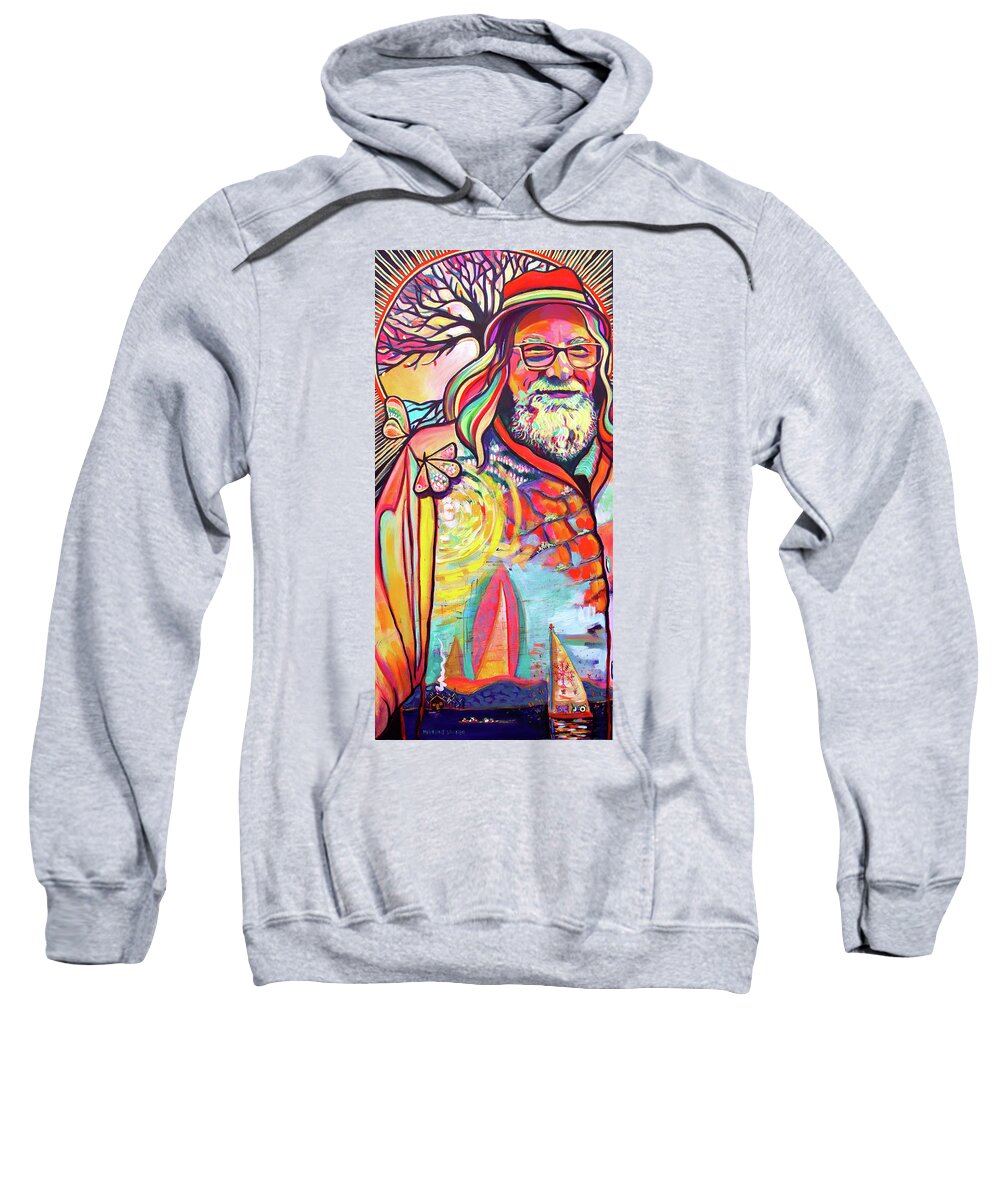 Portrait Sweatshirt featuring the painting Portrait of Bob Dickinson, a Great Artist. by Madeline Dillner