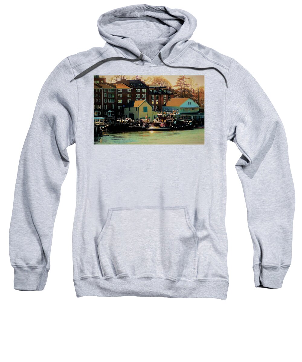 - Portsmouth Nh Tugboat Sweatshirt featuring the photograph - Portsmouth NH Tugboat by THERESA Nye