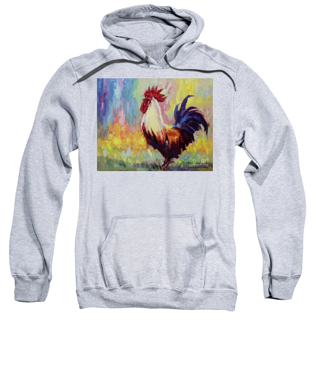 Roosters Original Rooster Oil Painting Gary Modern impressionism paintings Impressionistic Rooster Oil Painting Commission Original Oil Painting Impressionism Impressionist Painting Techniques Impressionist Style painting oil on Canvas Series Of Chicken Nature Feathers Proudness Rooster The Proud Rooster Walks Through The Tall Grass In Search Hens Animal Styles Impressionism Rooster farm chicken Original Impressionist Oil Painting landscape Richly Colored Textured Paint Stroke Unique Sweatshirt featuring the painting Proud Rooster Crowing in the Morning by Gary Kim