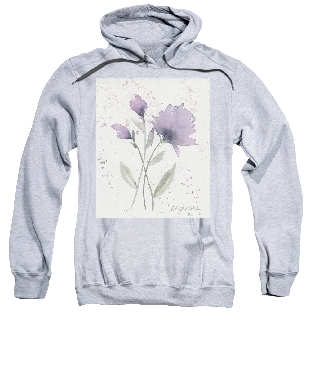 Purple Sweatshirt featuring the painting Purple Bouquet by Michelle Garlock