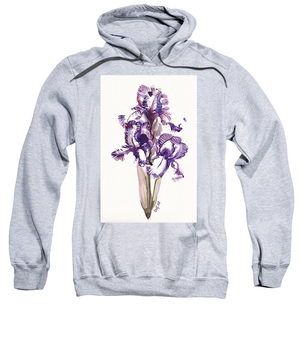 Iris Sweatshirt featuring the painting Purple Iris by George Cret