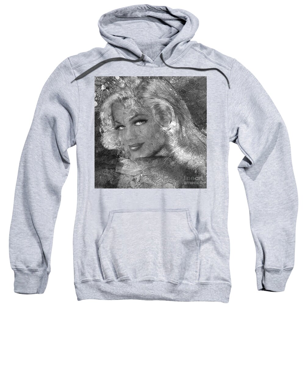 Woman Sweatshirt featuring the painting Queen Of Ice BW by Angie Braun