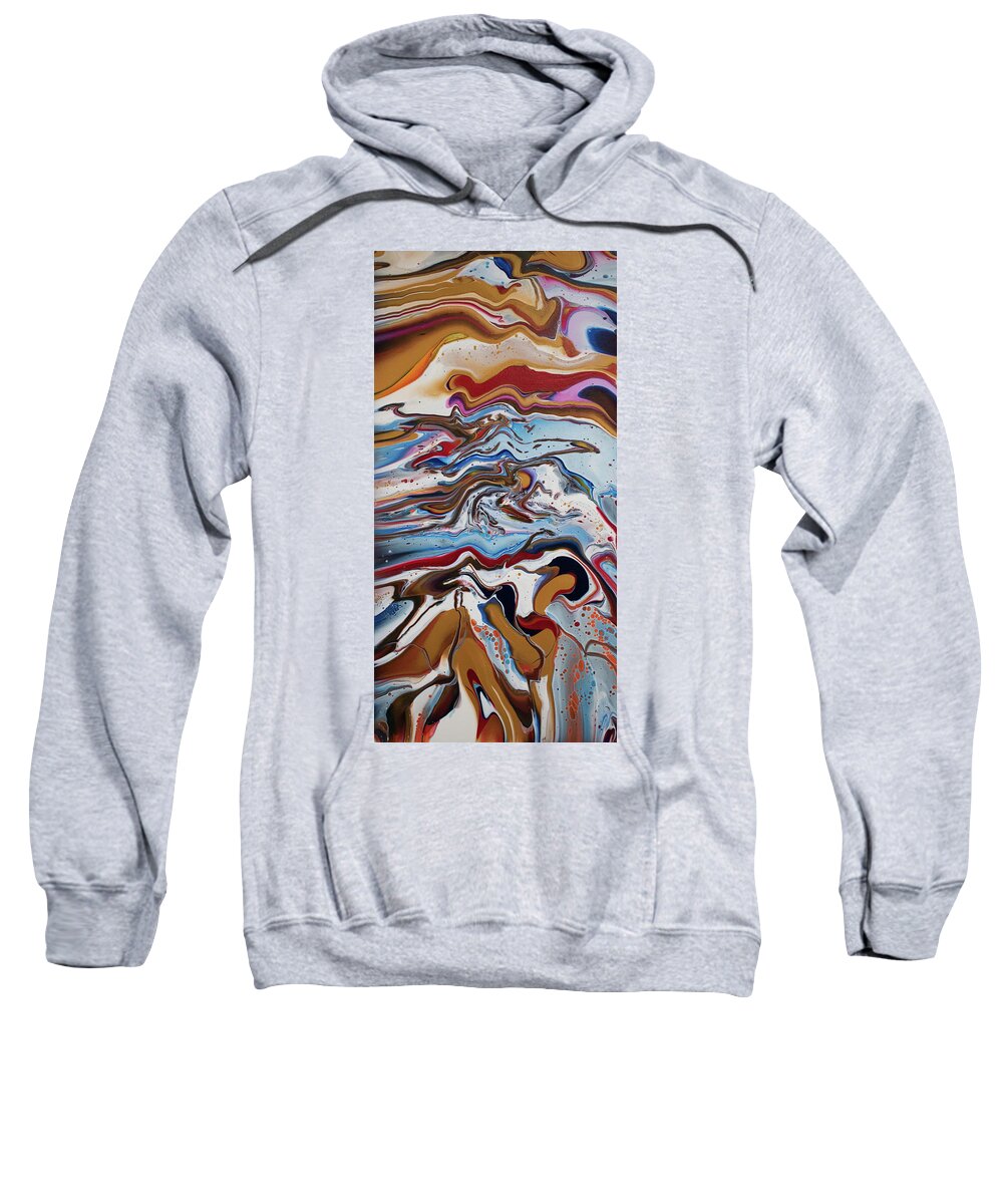 Pour Sweatshirt featuring the mixed media Reaching for gold by Aimee Bruno