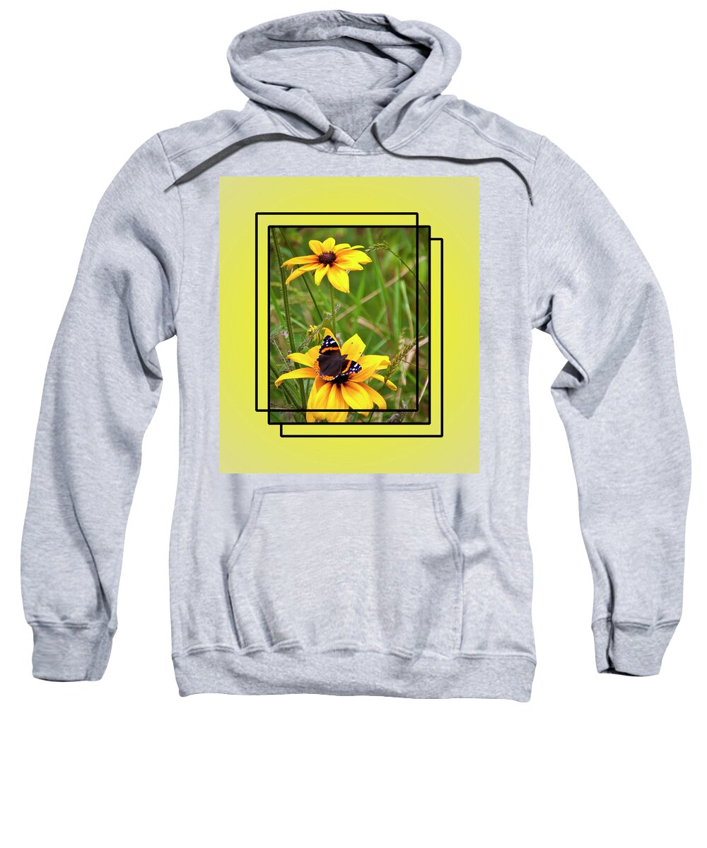 Red Admiral Butterfly Sweatshirt featuring the photograph Red Admiral Butterfly on Rudbeckia by Patti Deters