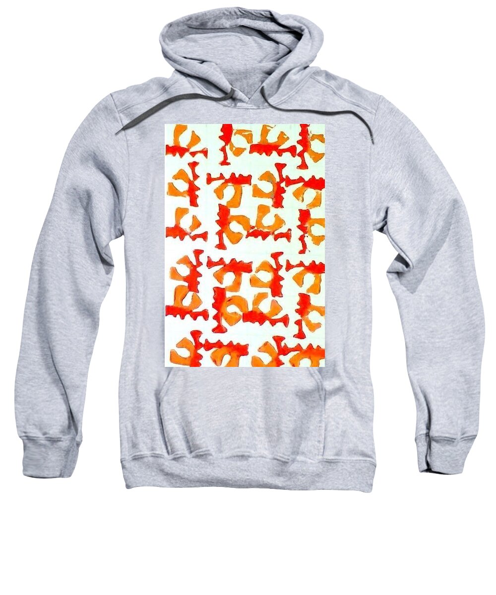Block Design Sweatshirt featuring the painting Red and Gold Notecards by Suzanne Berthier