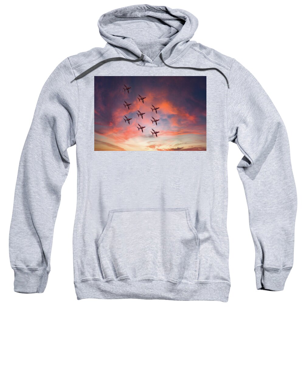 Eastbourne International Airshow Sweatshirt featuring the photograph Red Arrows over Eastbourne by Andrew Lalchan