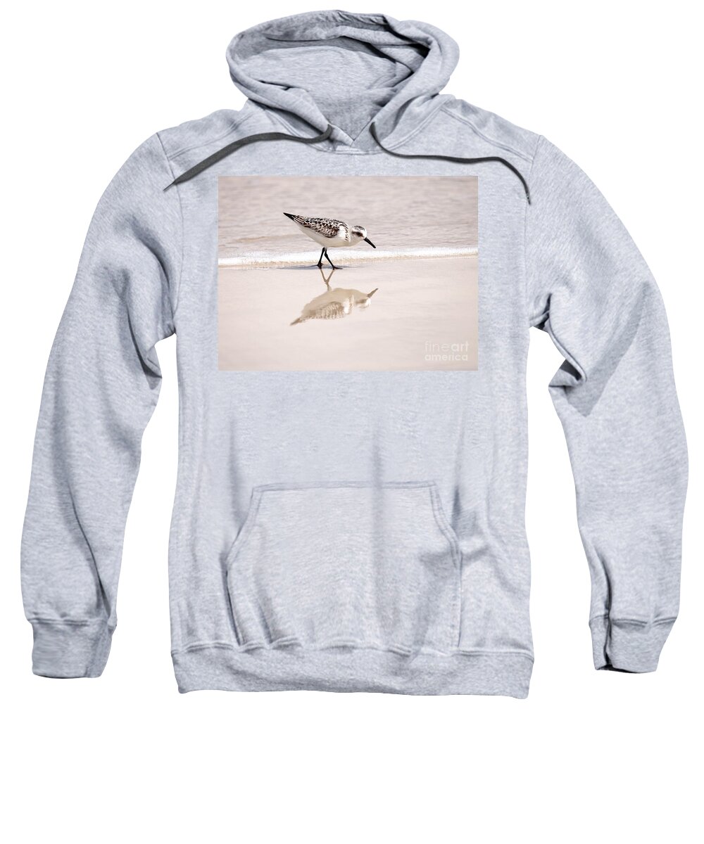 On The Road Again Sweatshirt featuring the photograph Reflective Sandpiper by Tony Lee