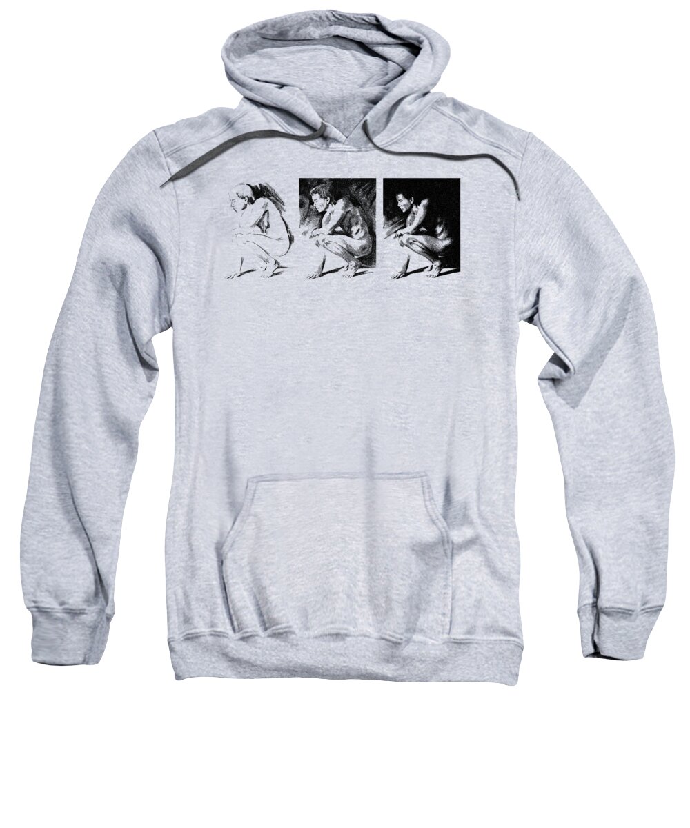 Figurative Sweatshirt featuring the drawing Resting by Paul Davenport