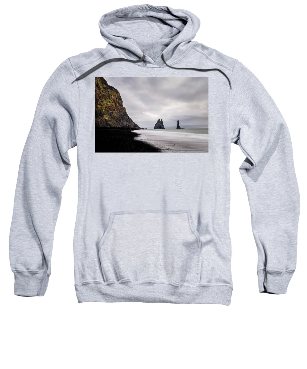 Reynisfjara Sweatshirt featuring the photograph Reynisfjara black sand beach in Iceland by Alexios Ntounas