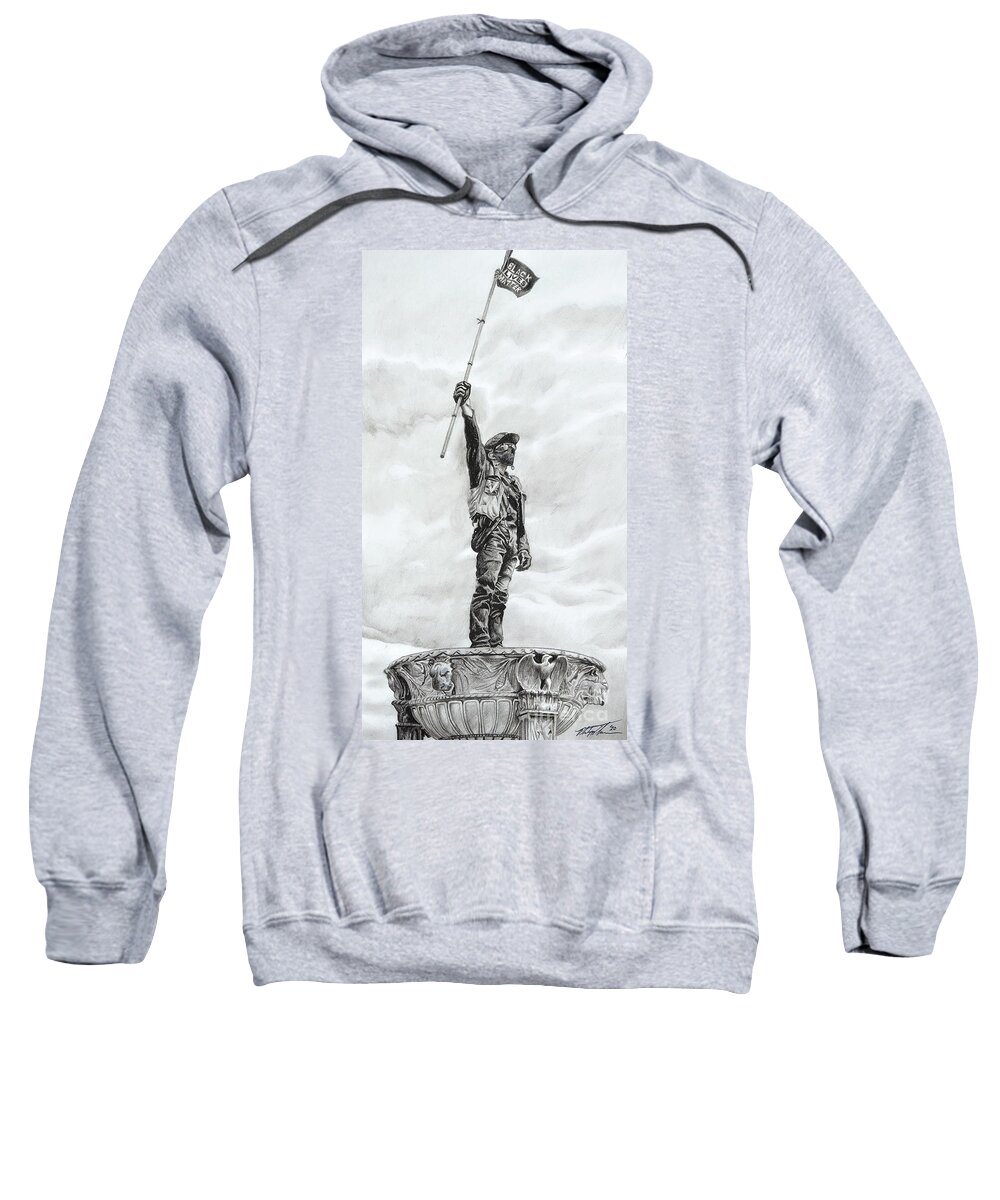 Blm Sweatshirt featuring the drawing Rise Up by Philippe Thomas