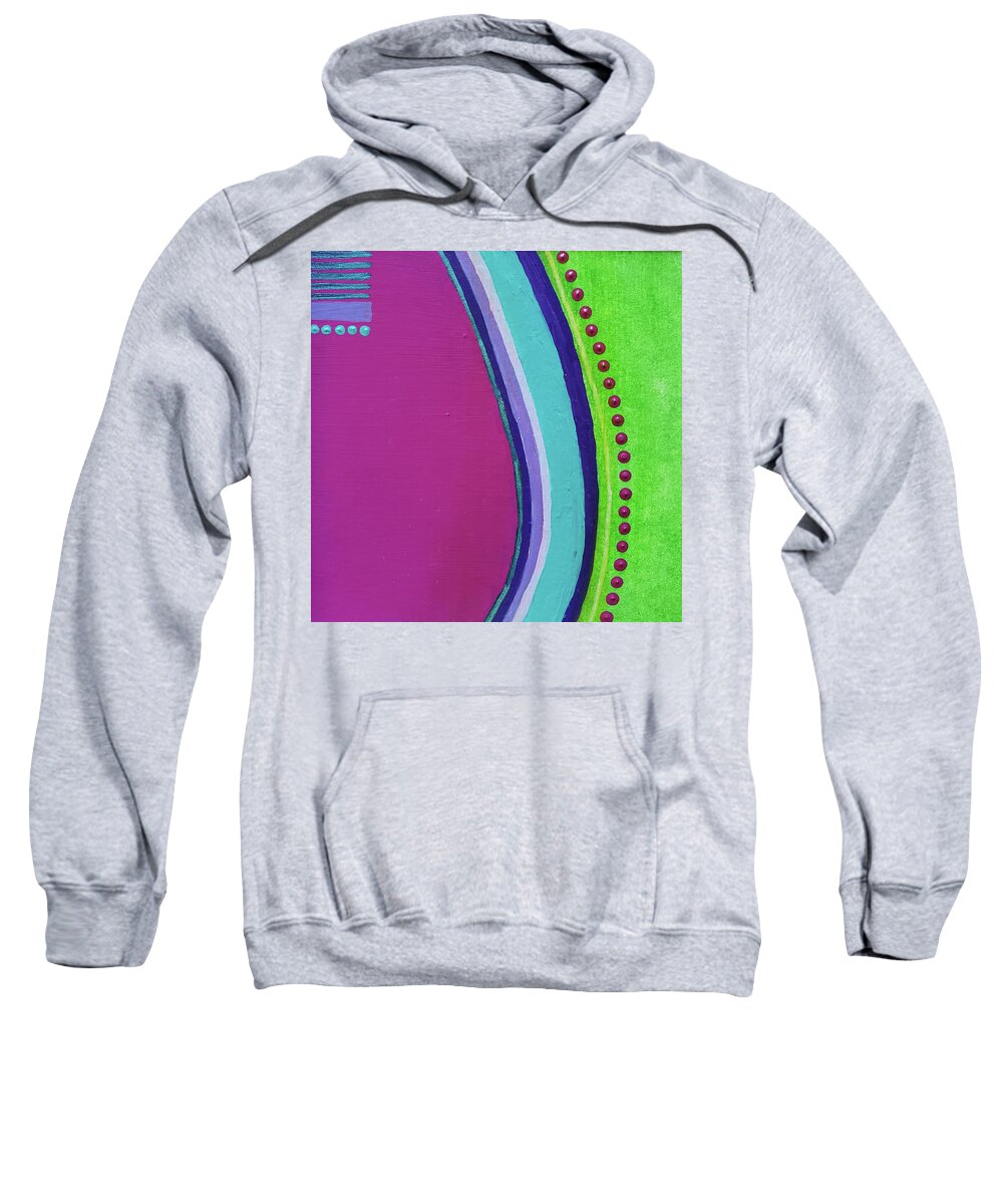 Bold Sweatshirt featuring the painting RIVERWALK Magenta Pink Lime Green Abstract Painting by Lynnie Lang